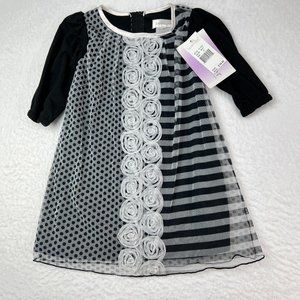 Toddler Sz 3T Lavender Brand Black White Dress NWT Back Zipper